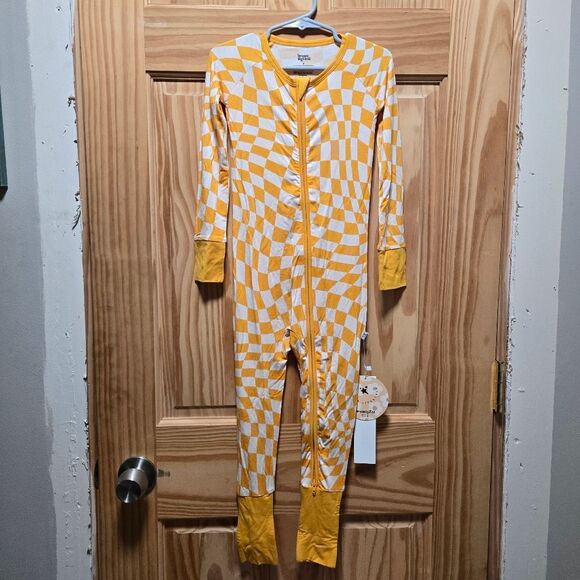 Dream Big Little Co Orange Checker Bamboo Romper 3T - Picture 1 of 4